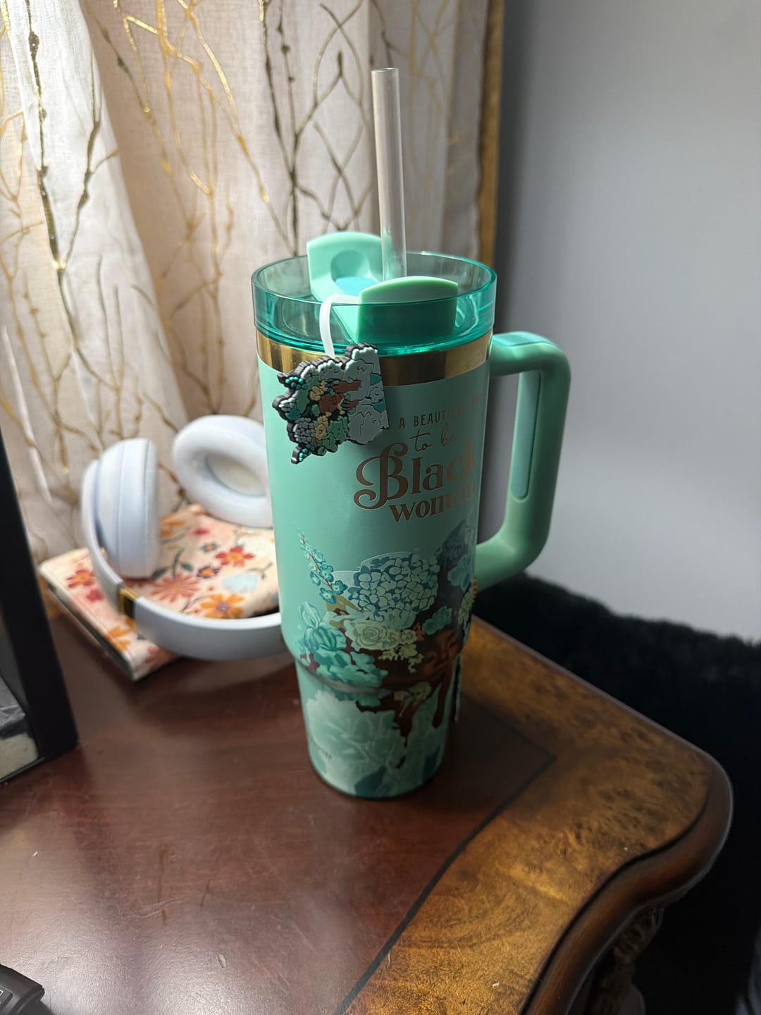 Customer photo review of Tiffany Blue “Royalty Blossomed”  Insulated Tumbler – "It’s a Beautiful Day to be a Black Woman"  | PRE-ORDER SHIPS MAY 1 - MAY 15, 2026