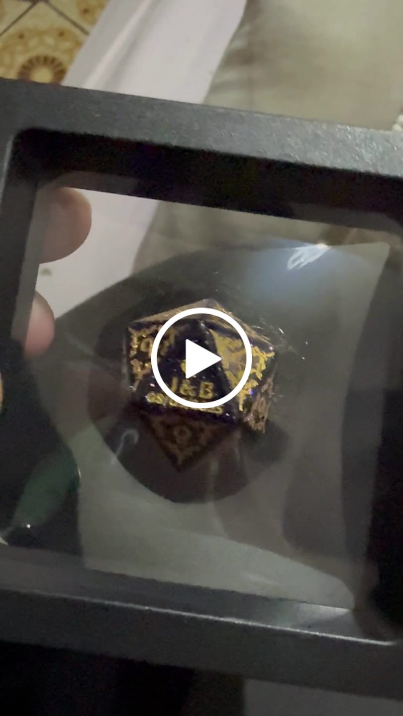 Customer video review of Custom Anniversary D20 Dice – Personalized D&D Gift