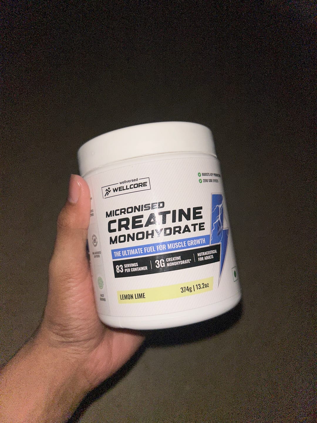 Customer photo review of Wellcore - Pure Micronised Creatine Monohydrate | Lemon Lime (374g, 83 servings)