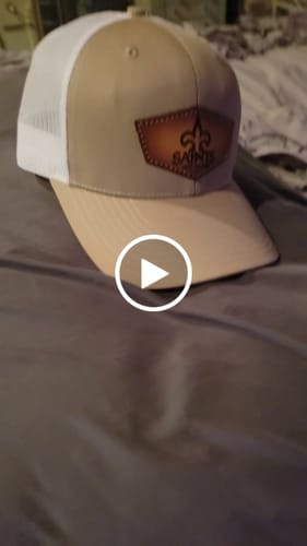 Customer video review of DyeCharm Custom Leather Patch Hats