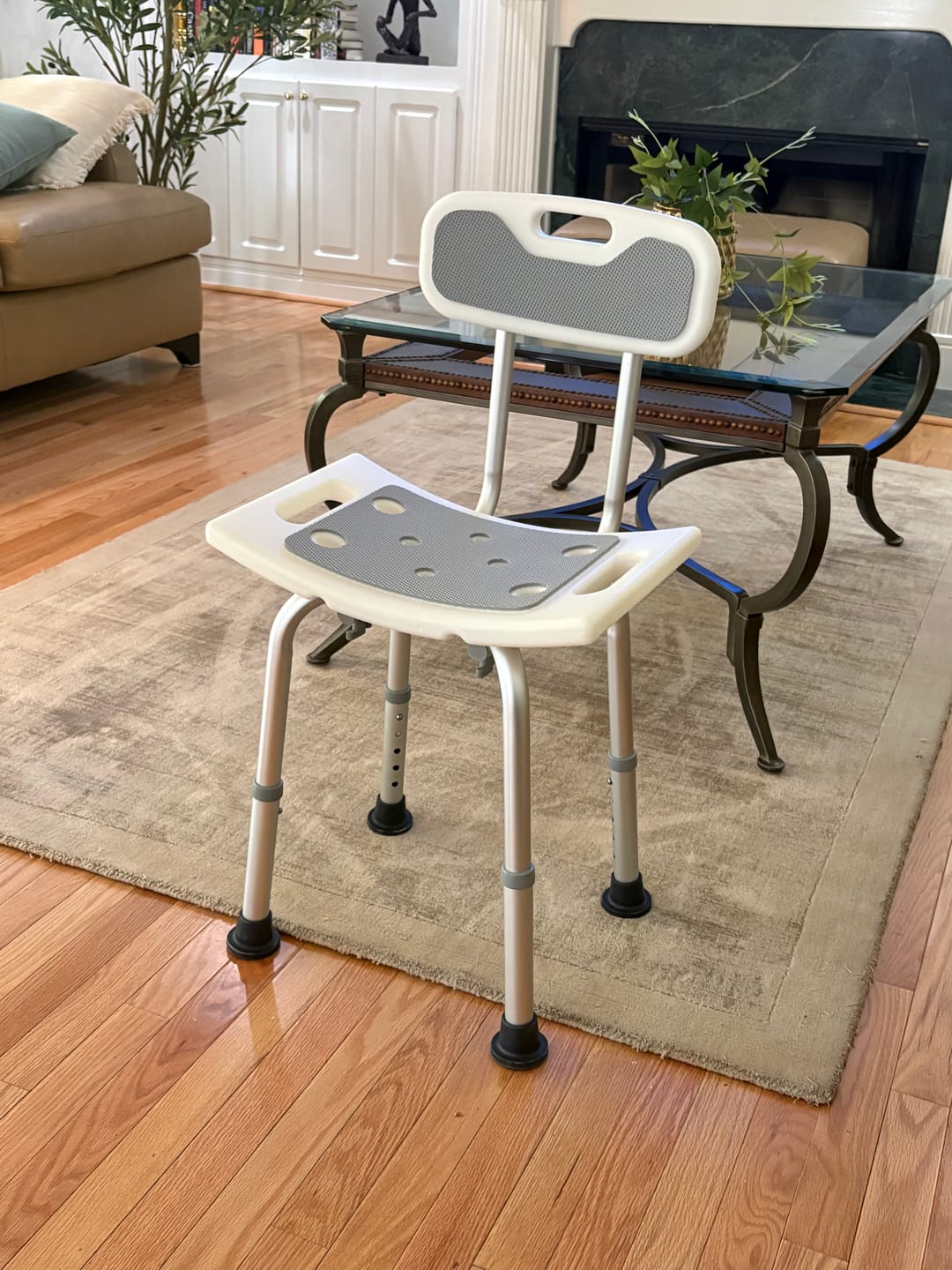Customer photo review of Adjustable Shower Chair with Backrest