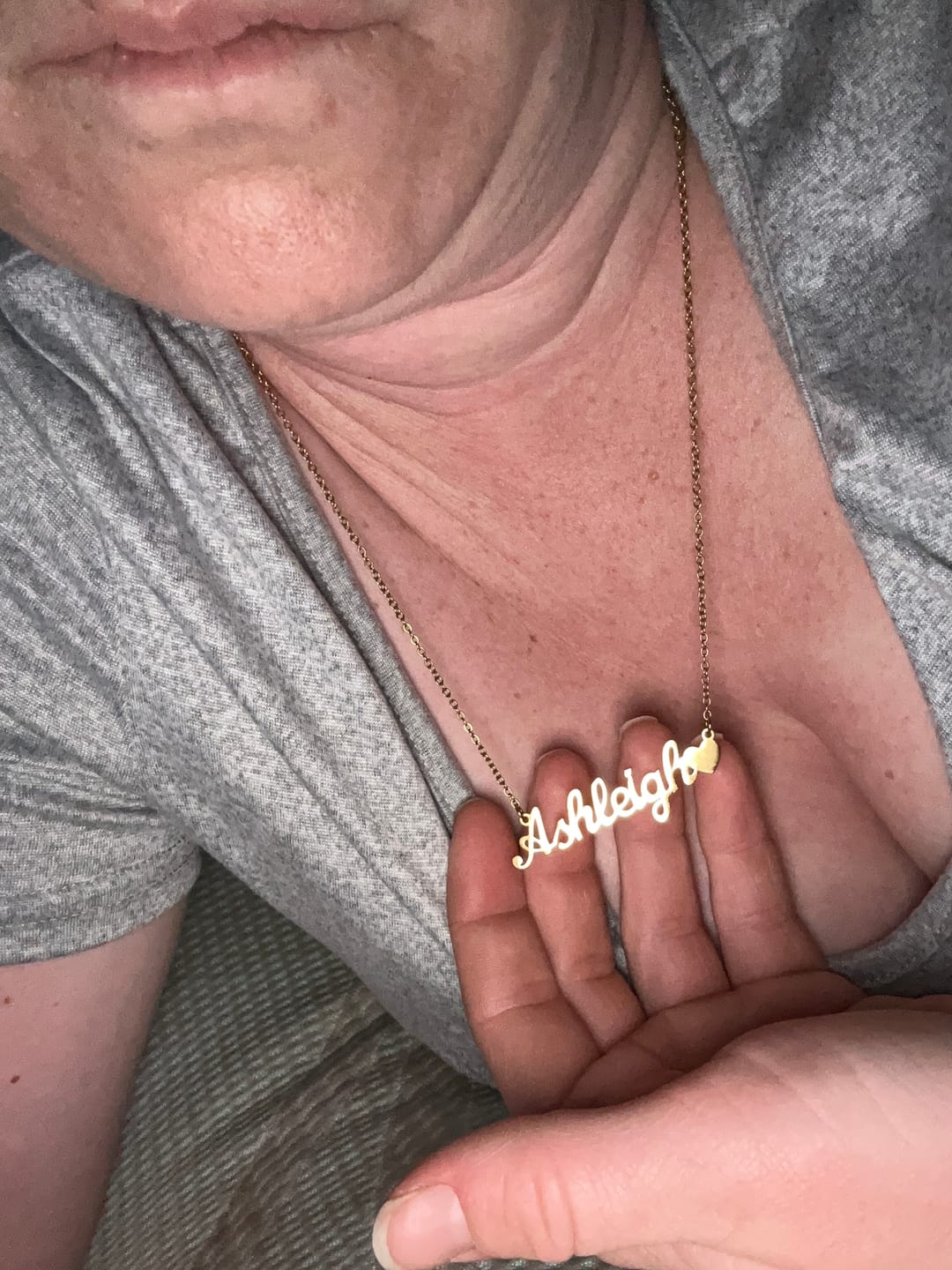 Customer photo review of Name Heart Necklace