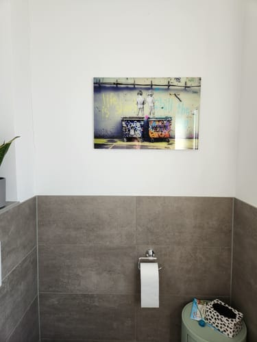 Customer photo review of Acrylglasbild Banksy life is short Querformat