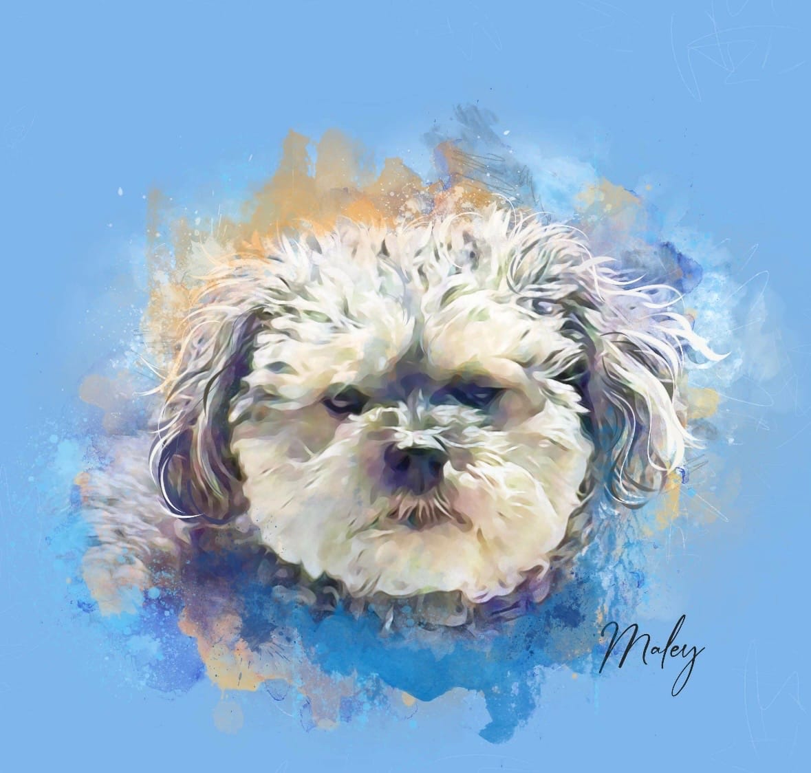 Customer photo review of Watercolor Pet Portrait Wall Art