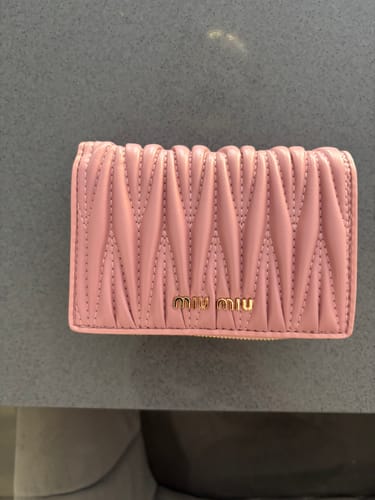 Customer photo review of SMALL WALLET 13 IN LIGHT PINK CALFSKIN