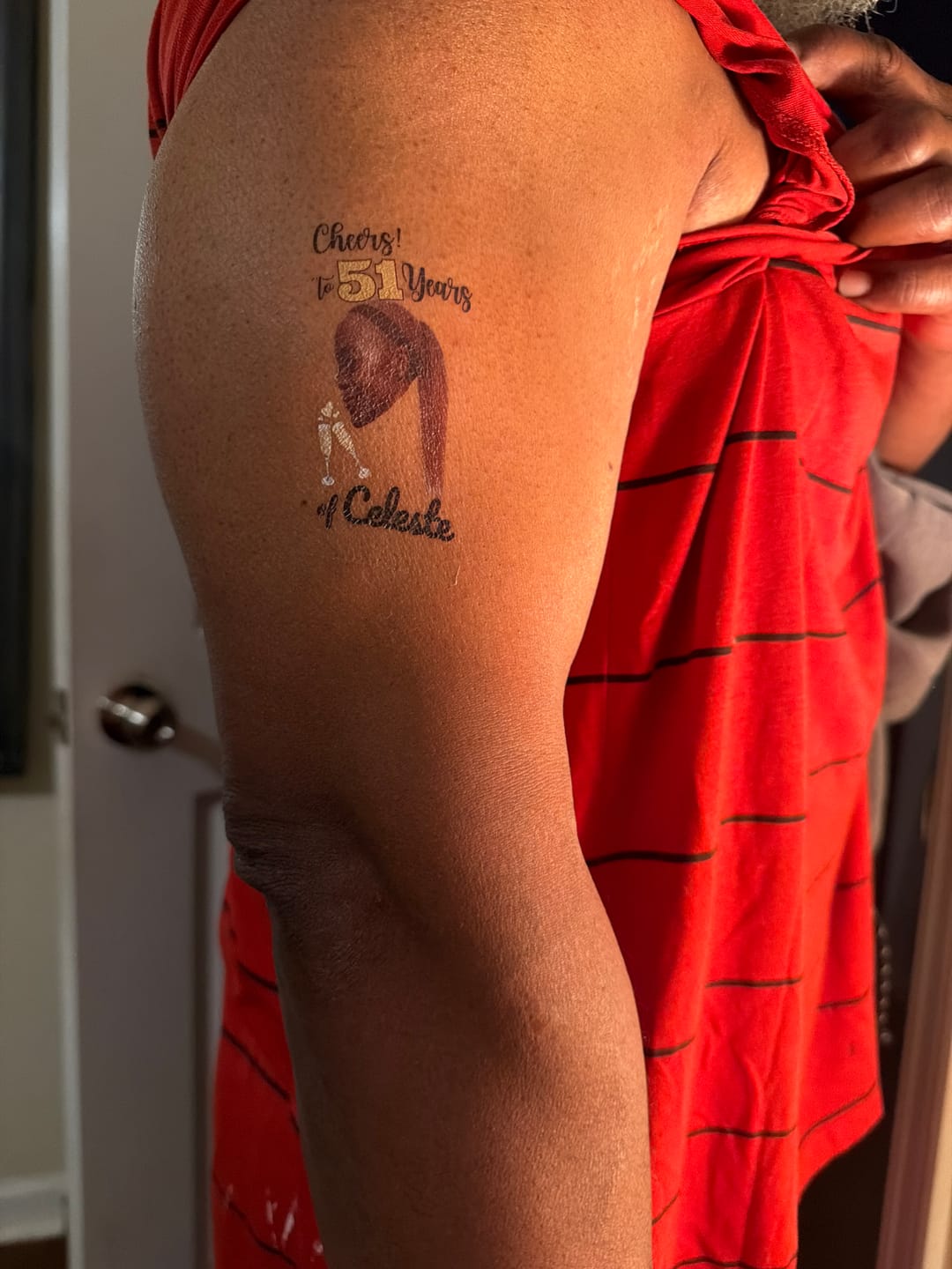 Customer photo review of Cheers to Years! - Temporary Tattoo