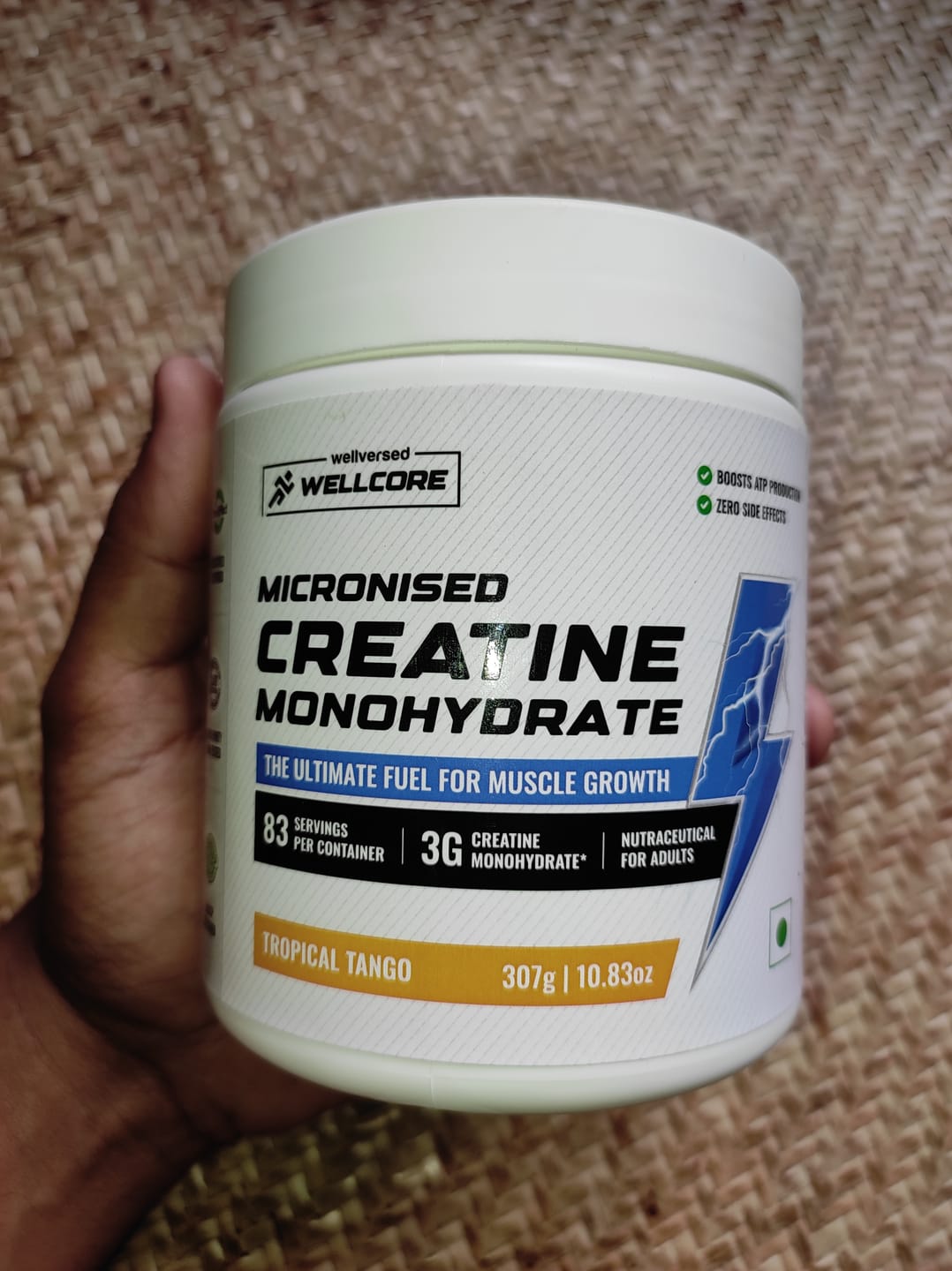 Customer photo review of Wellcore - Pure Micronised Creatine Monohydrate (307g, 83Servings) Tropical Tango