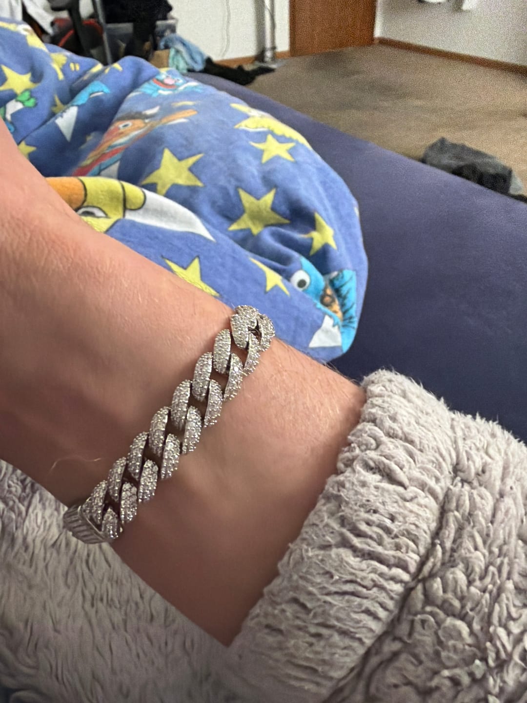 Customer photo review of 10MM ICED CUBAN LINK BRACELET - SILVER PLATED