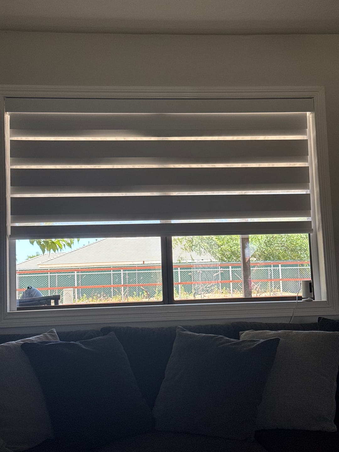 Customer photo review of SmartWings Motorized Zebra Shades 90% Blackout 95mm Astrid