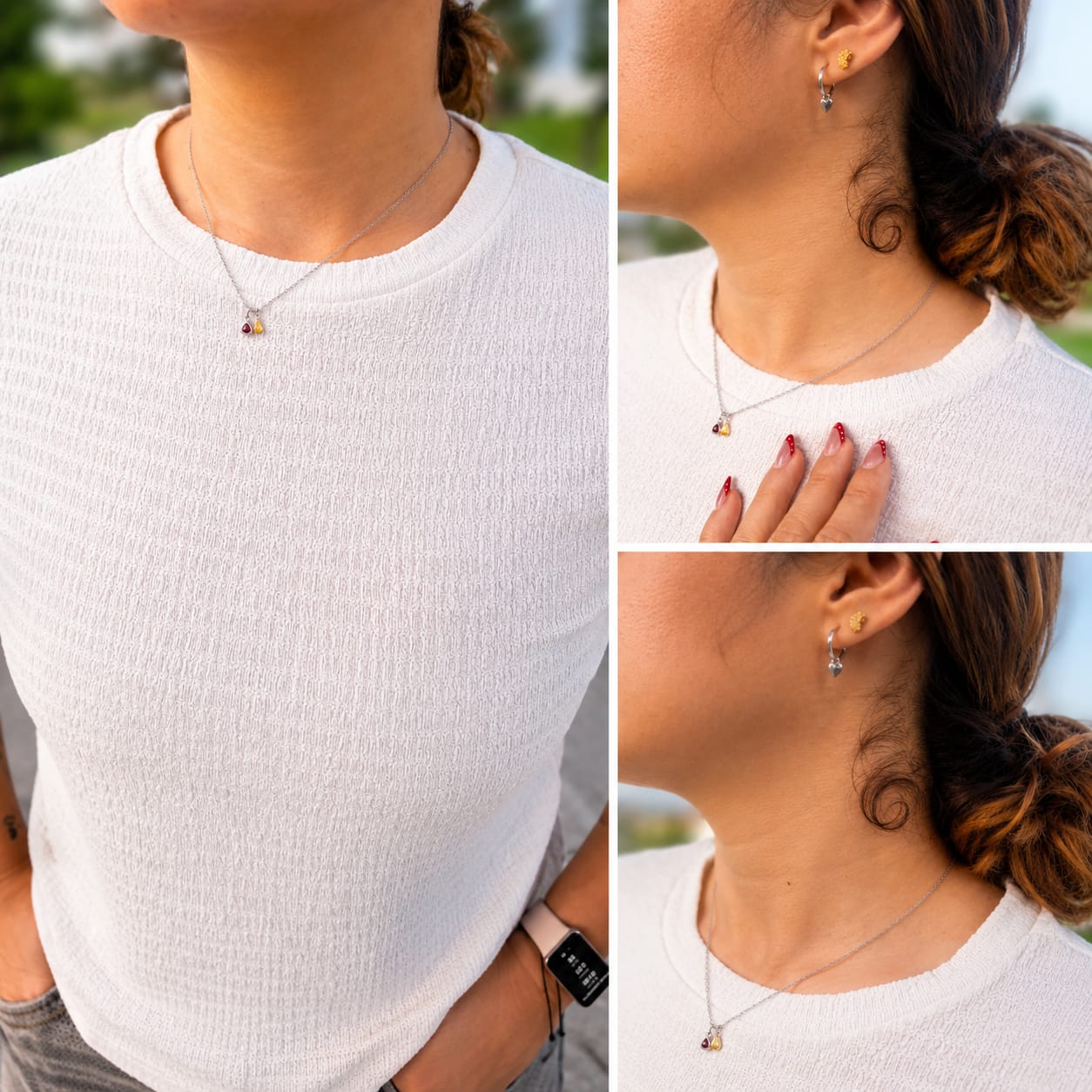 Customer photo review of Collar Dorado Dije Birthstone Triangulo