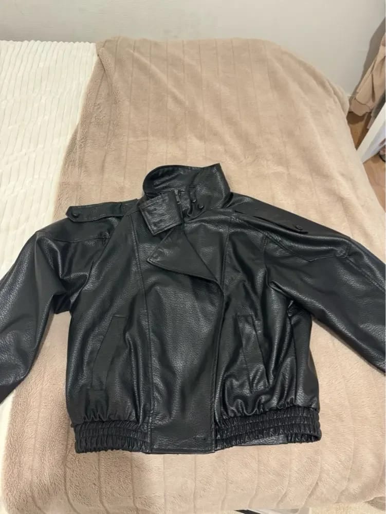 Customer photo review of Elena Asymmetric Button Pocket Jacket