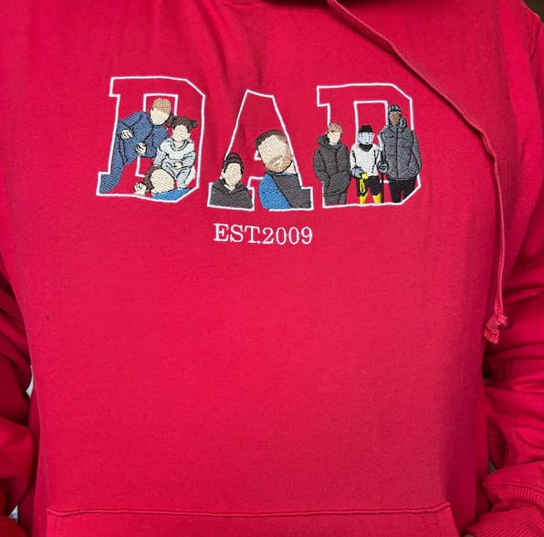 Customer photo review of Custom Photo Portrait Embroidery Sweatshirt T-shirt Father's Day- Gift For Dad