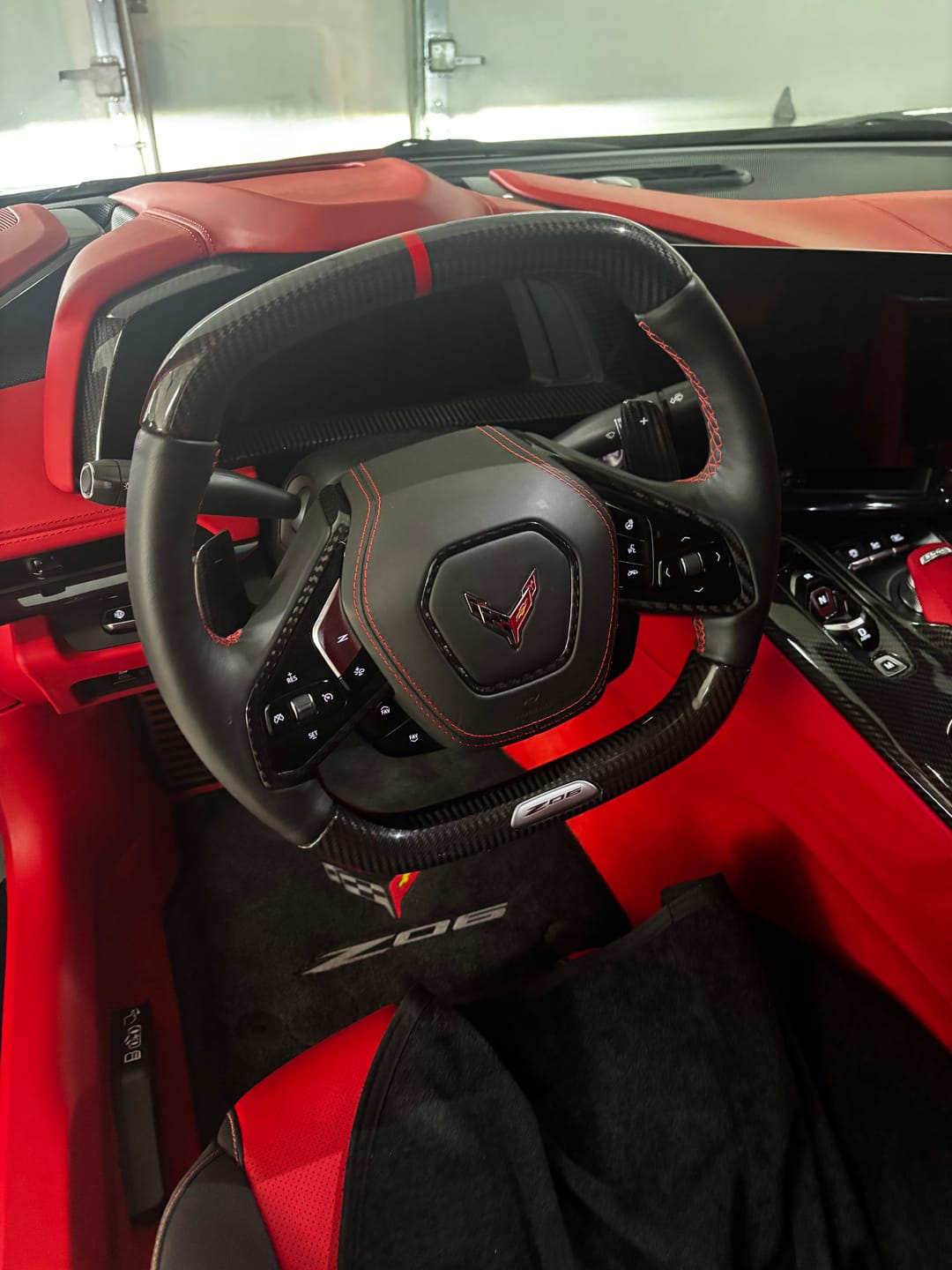 Customer photo review of C8 Corvette Real Carbon Fiber Steering Wheel Airbag Chrome Delete Trim Cover | Interior Upgrade (2020–2026)