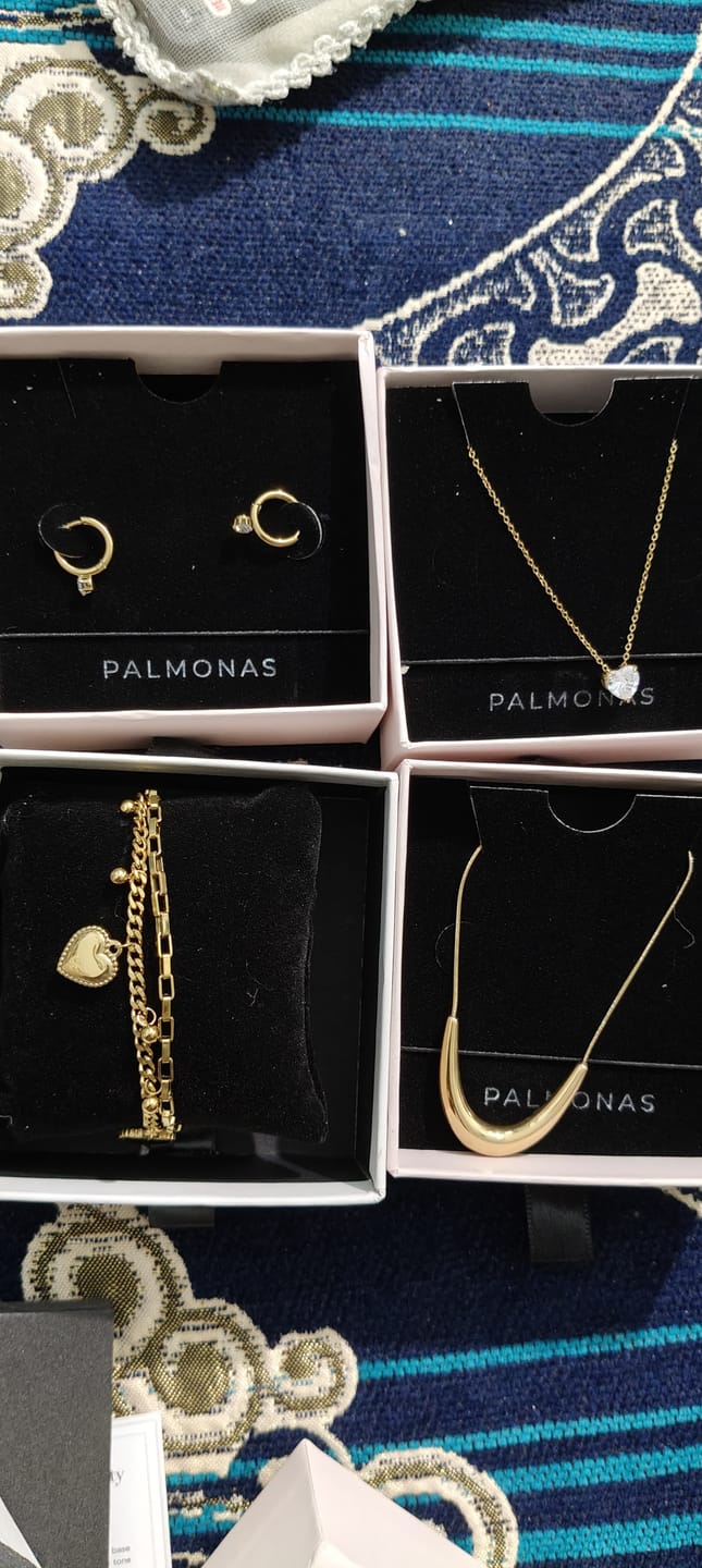 Customer photo review of Sparkling Hearts Gold Necklace