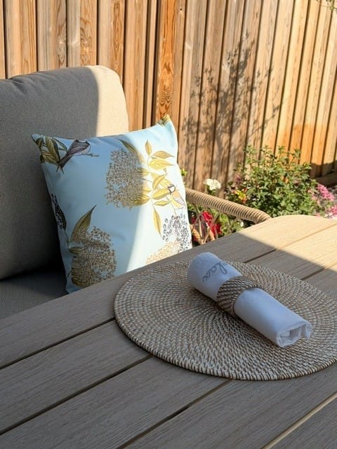Customer photo review of Outdoor Garden Waterproof Cushion - Bird on Elderflower