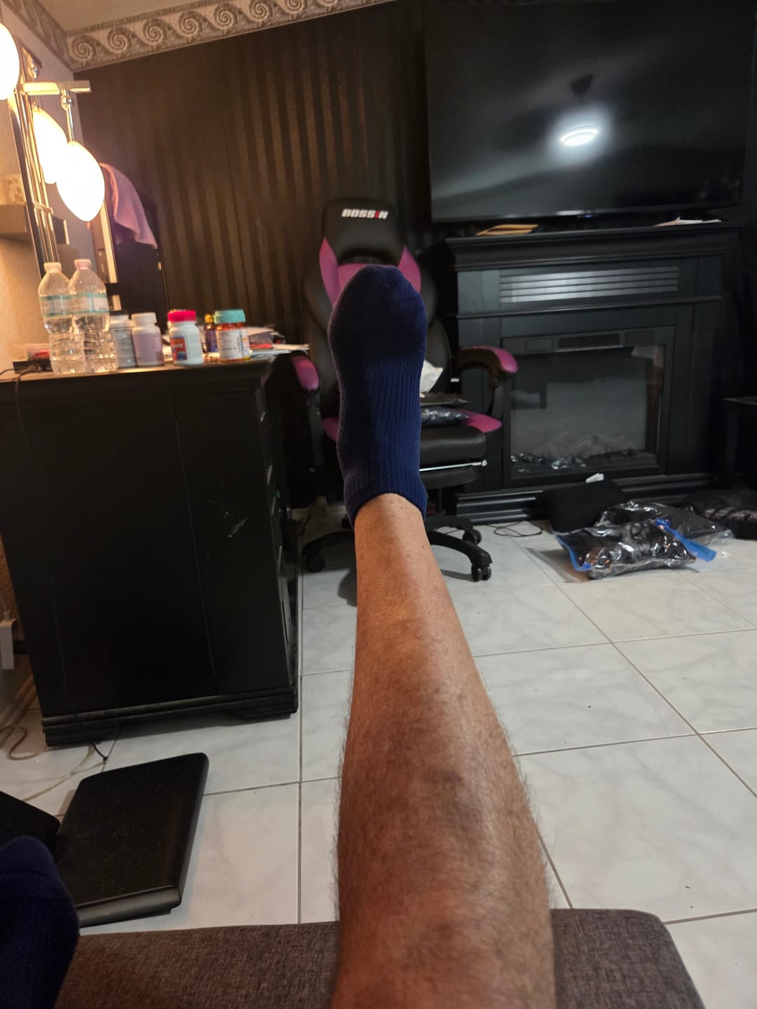 Customer photo review of Gray Ankle Compression Socks 5-Pack Bundle