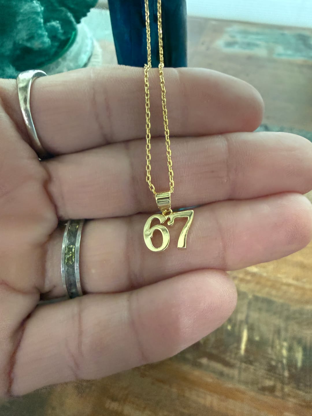 Customer photo review of 18k White Gold Plated 67 Pendant Necklace for Women