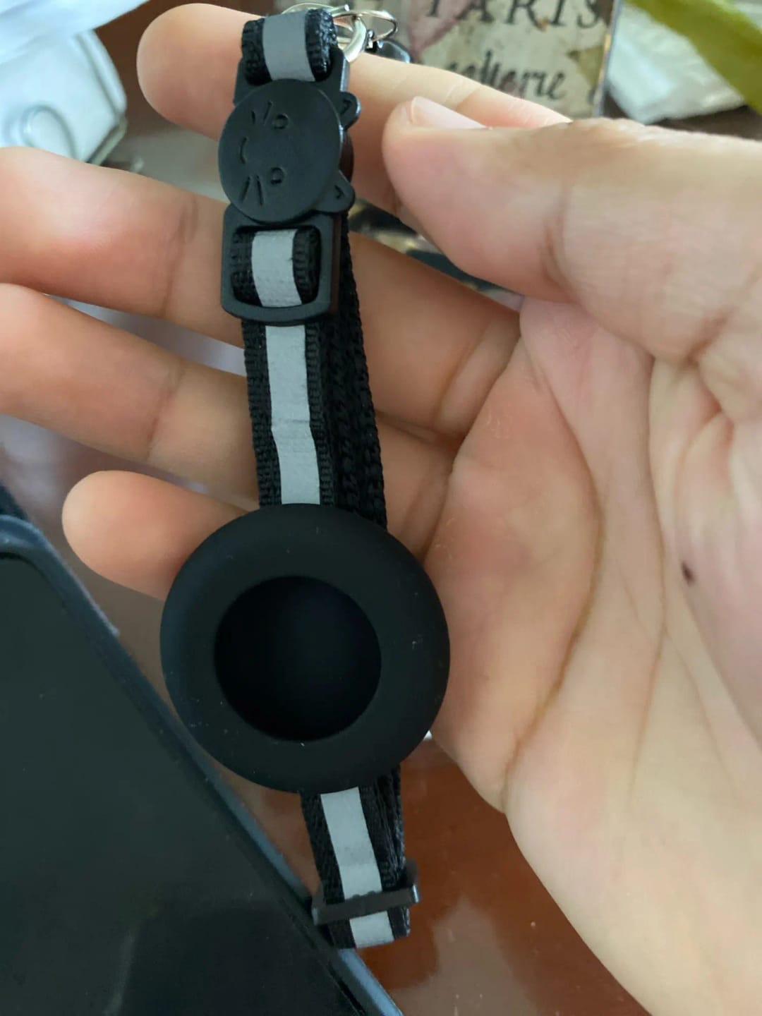 Customer photo review of Cat AirTag Holder Collar Breakaway Reflective Strips Adjustable Kitten Collar Waterproof Cat Bell Collar Pet Air Tag Case collar