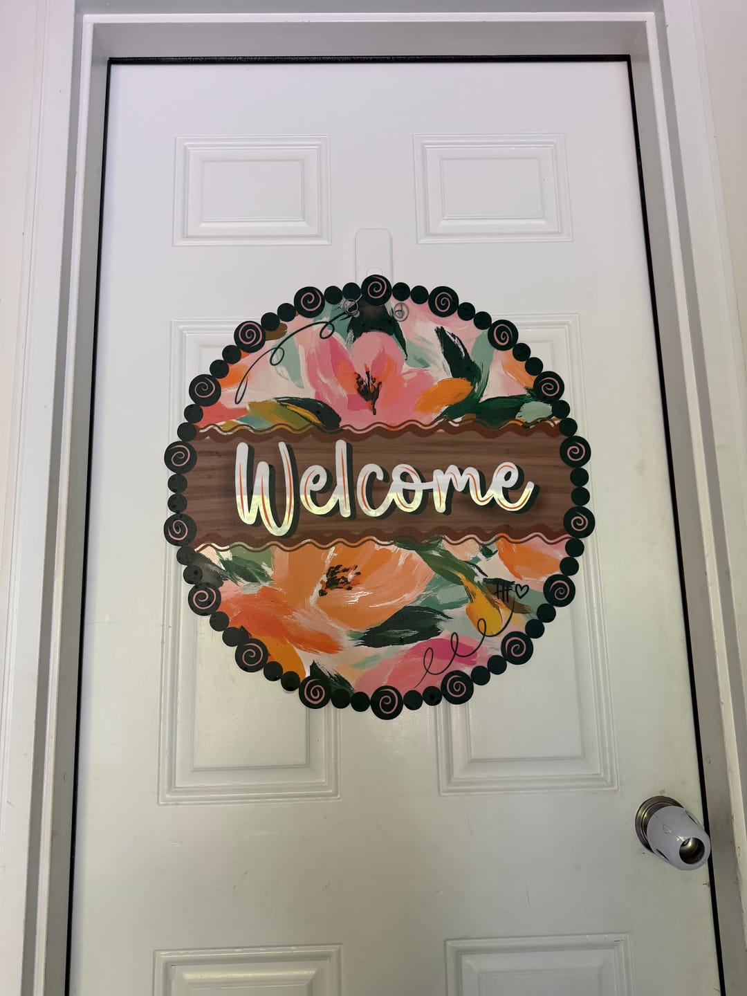 Customer photo review of Floral Paint Stroke Welcome Door Hanger
