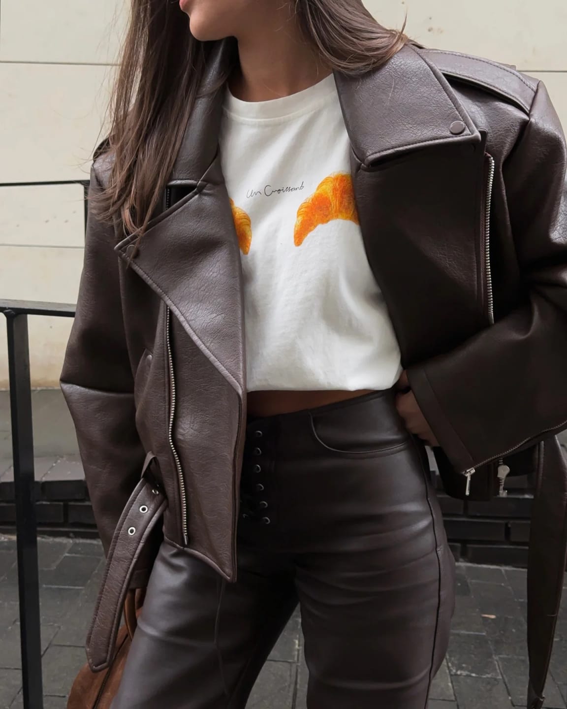 Customer photo review of Evita Vegan Leather Jacket