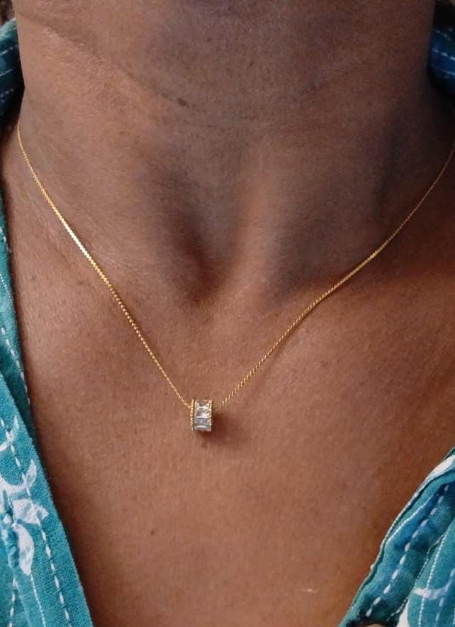 Customer photo review of Gigi Crystal 18K Gold Necklace