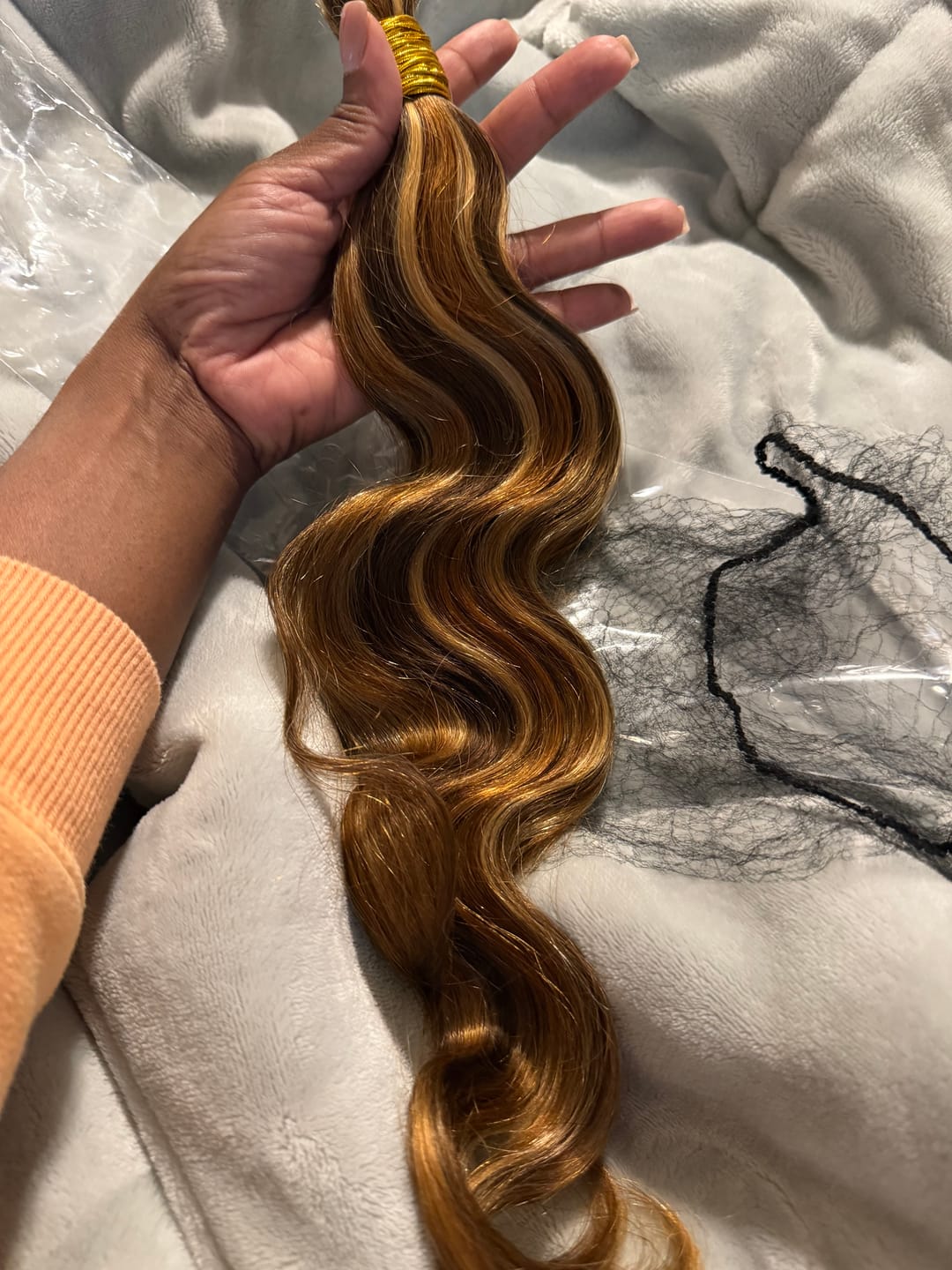 Customer photo review of #4/#27/#30 Mix Color Blend Body Wave Bulk Human Braiding Hair