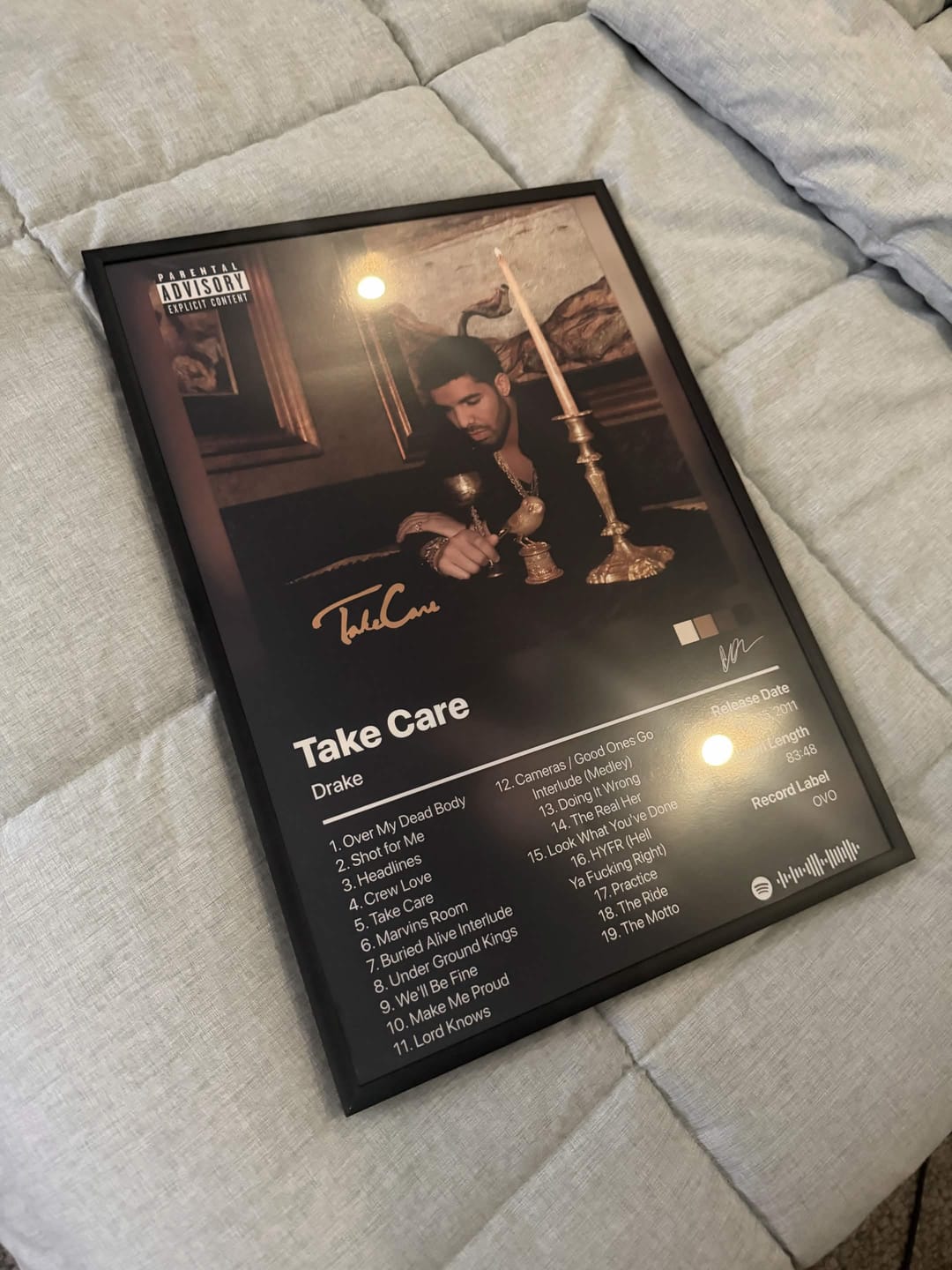 Customer photo review of Drake Take Care Album Poster