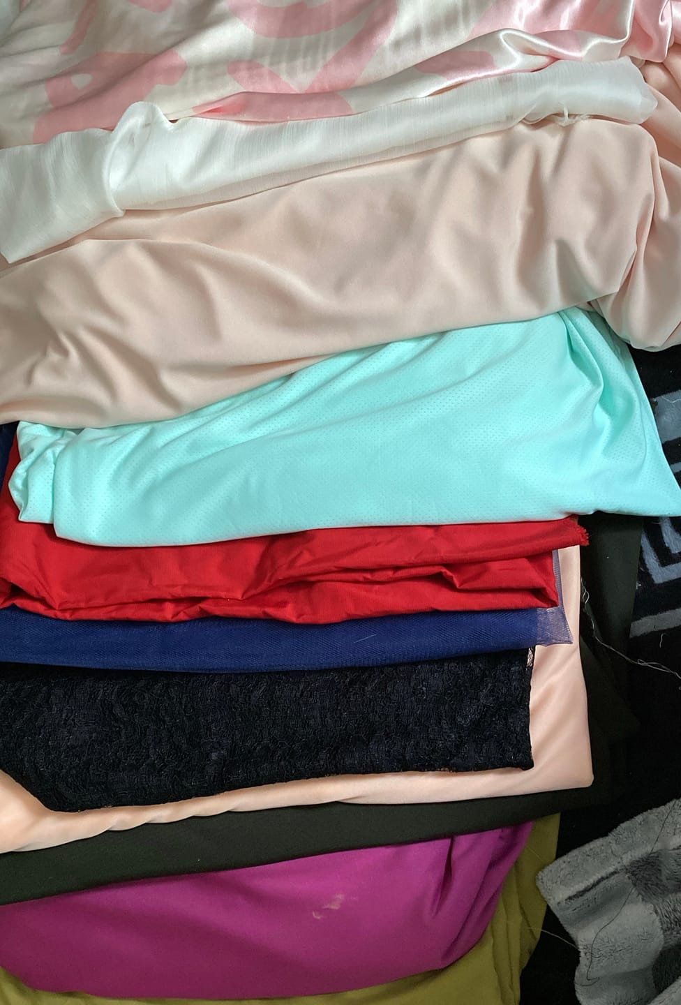 Customer photo review of 50p A Metre: Print & Plain Fabric Bundle