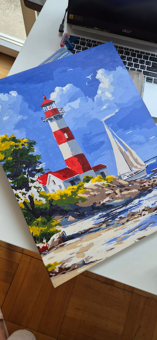 Customer photo review of Malen nach Zahlen - Leuchtturm & Segelboot