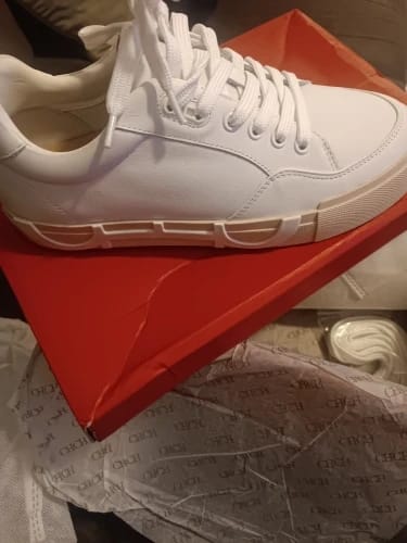 Customer photo review of CHCH Women's Casual Shoes – Premium White Leather Flats