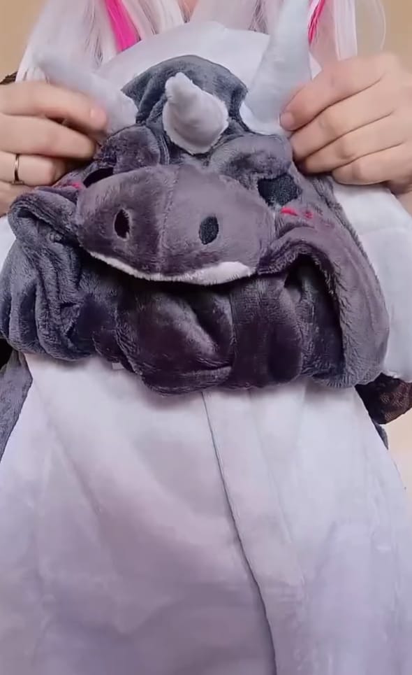 Customer photo review of OLAOLA Unisex Adult Plush Triceratops Animals Onesie Dragon Pajamas Warm Home One-Piece Sleepwear