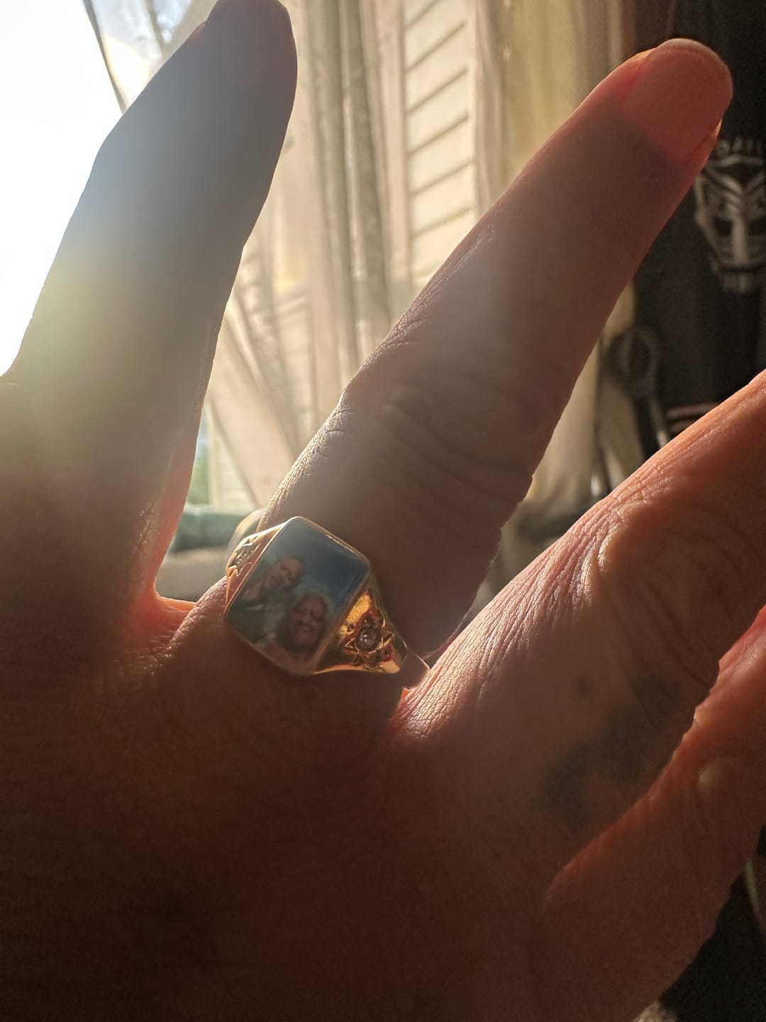 Customer photo review of Personalized Couple Photo Birthstone Custom Ring