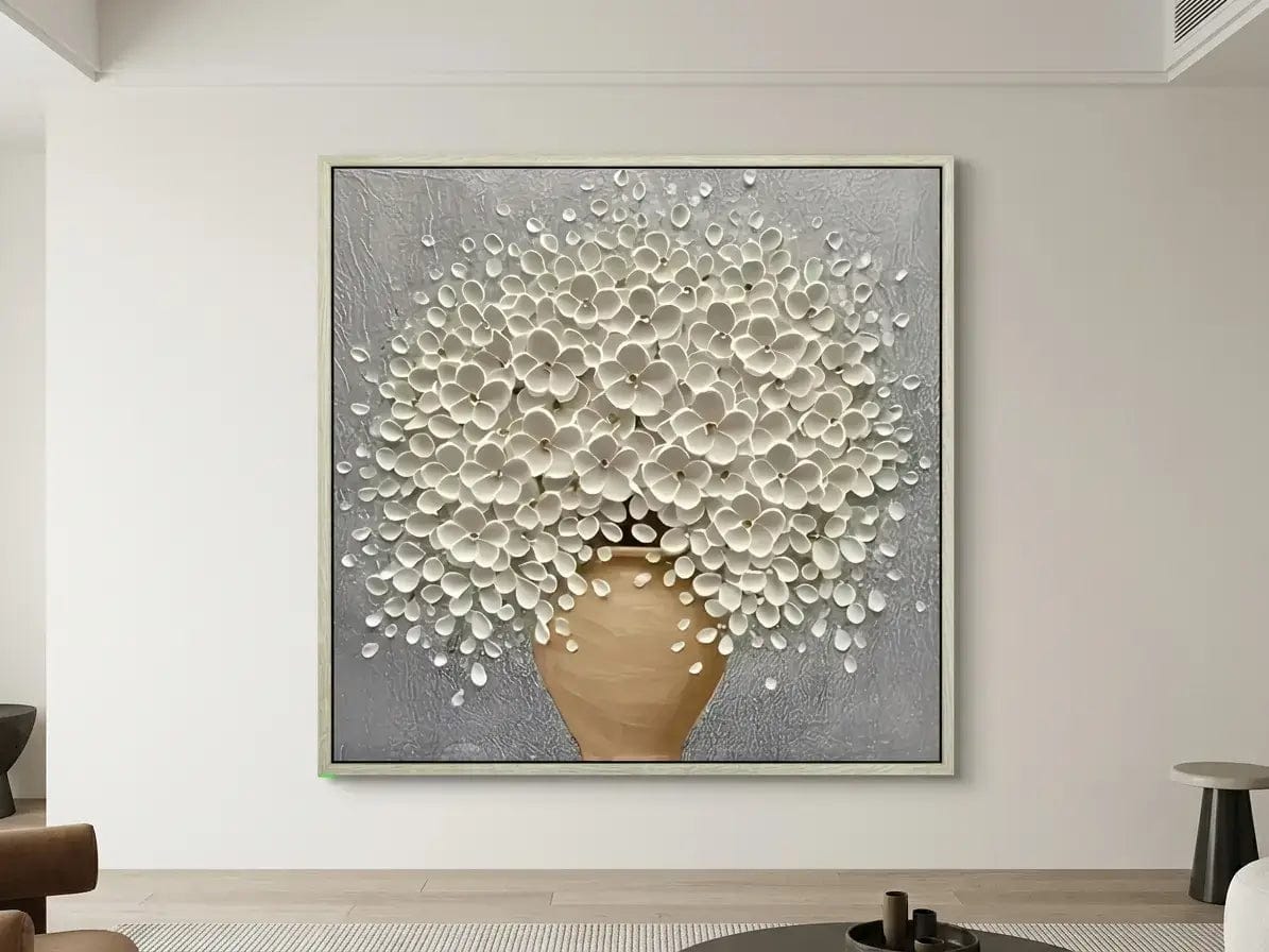 Customer photo review of 3D White Floral Impasto Art