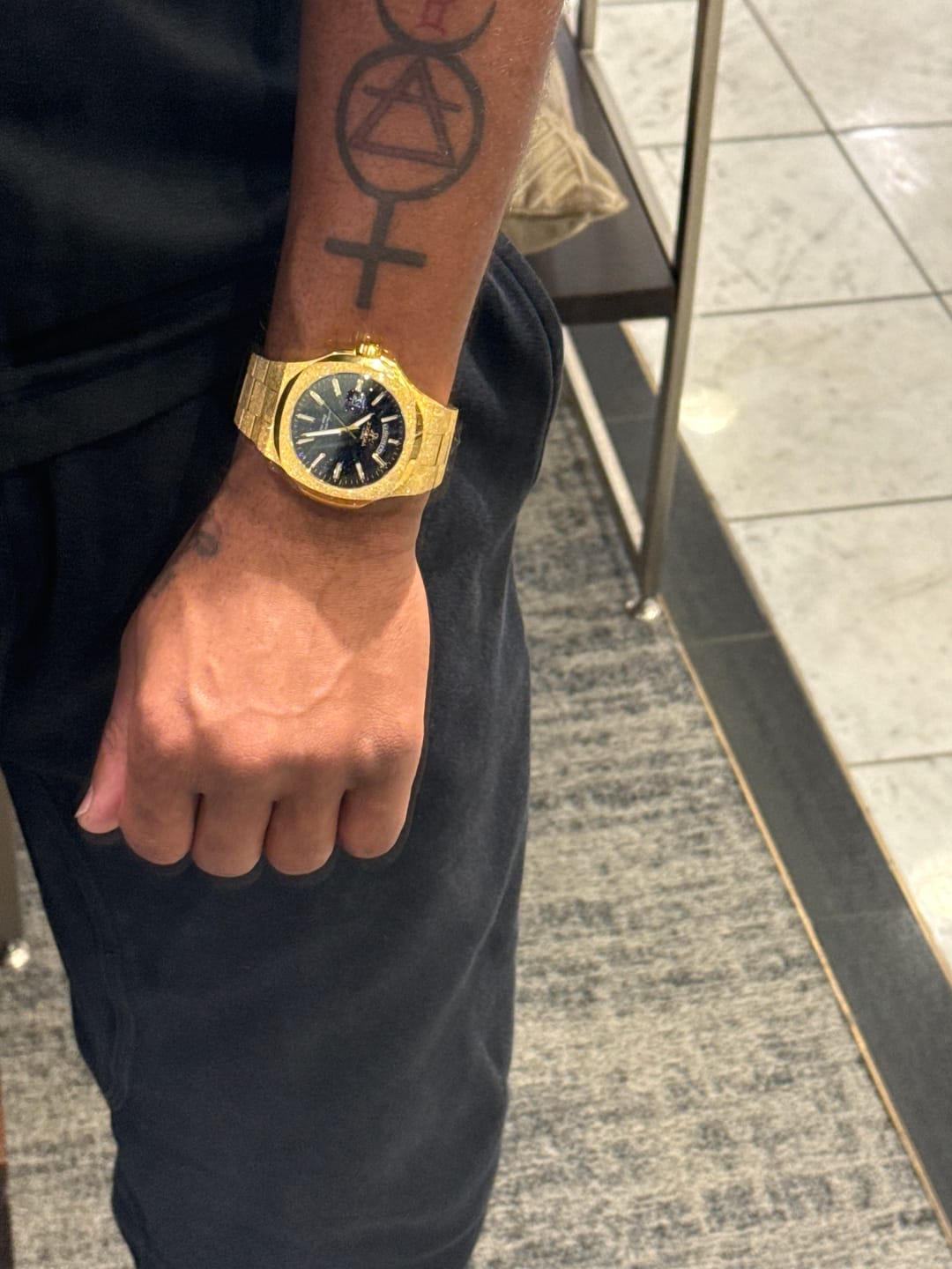 Customer photo review of Gold/Black Frosted Stardust Constellation Day Date