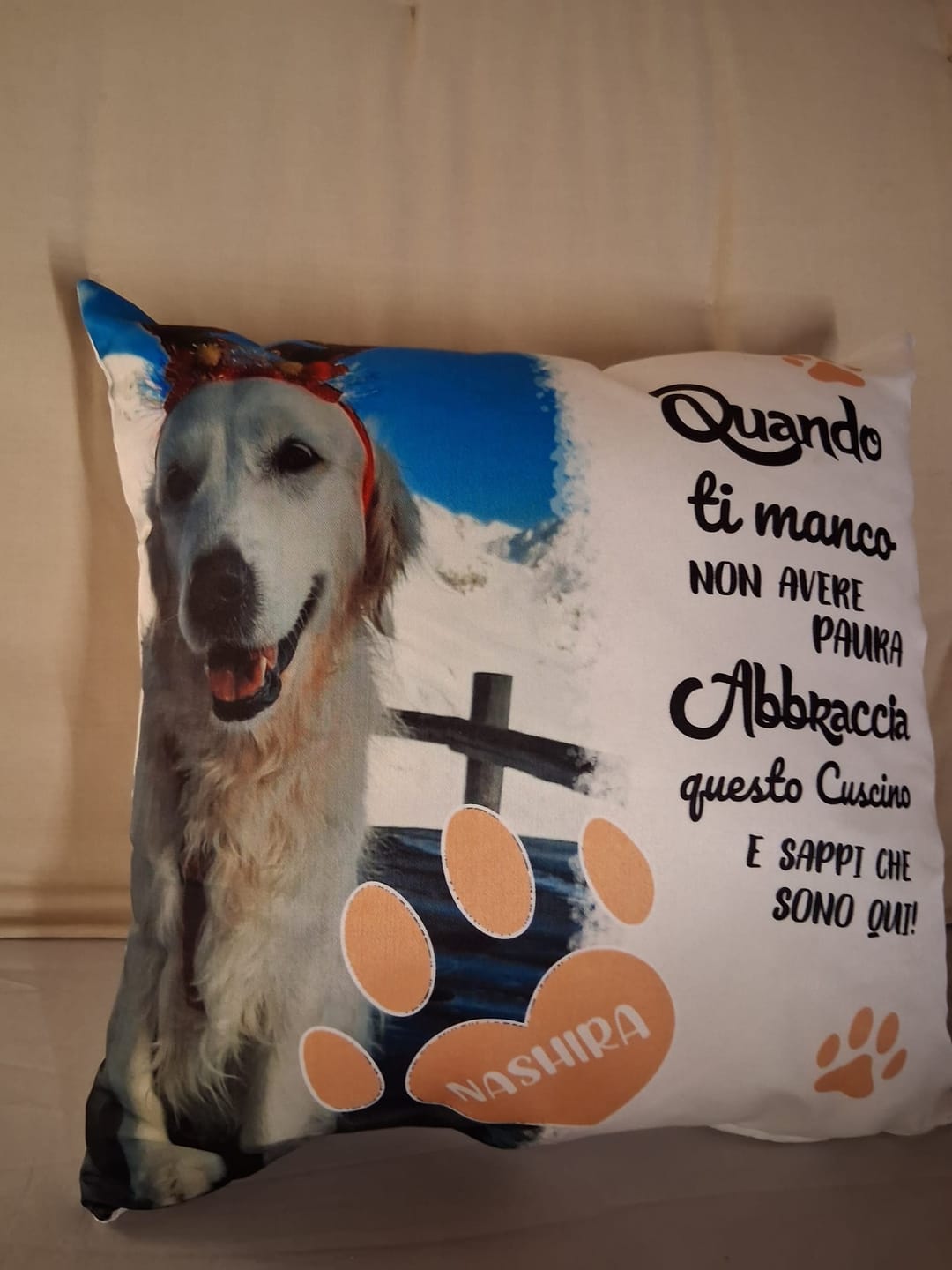 Customer photo review of Quando ti manco - Cuscino personalizzato
