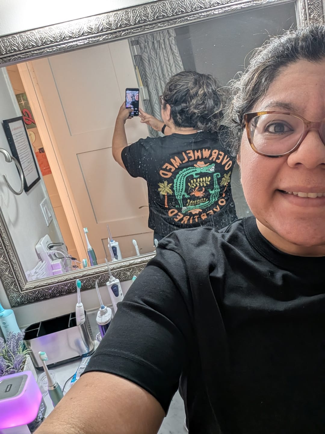 Customer photo review of Overwhelmed & Overtired T-Shirt