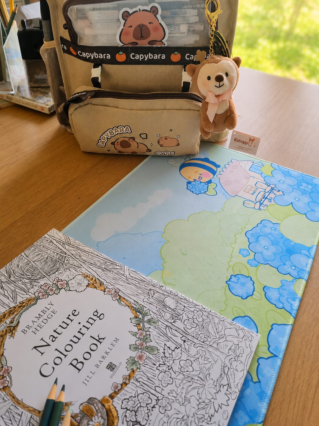Customer photo review of Blue Hydrangea Desk Mat | Cottagecore Bumblebutt | Kawaii Floral Decor