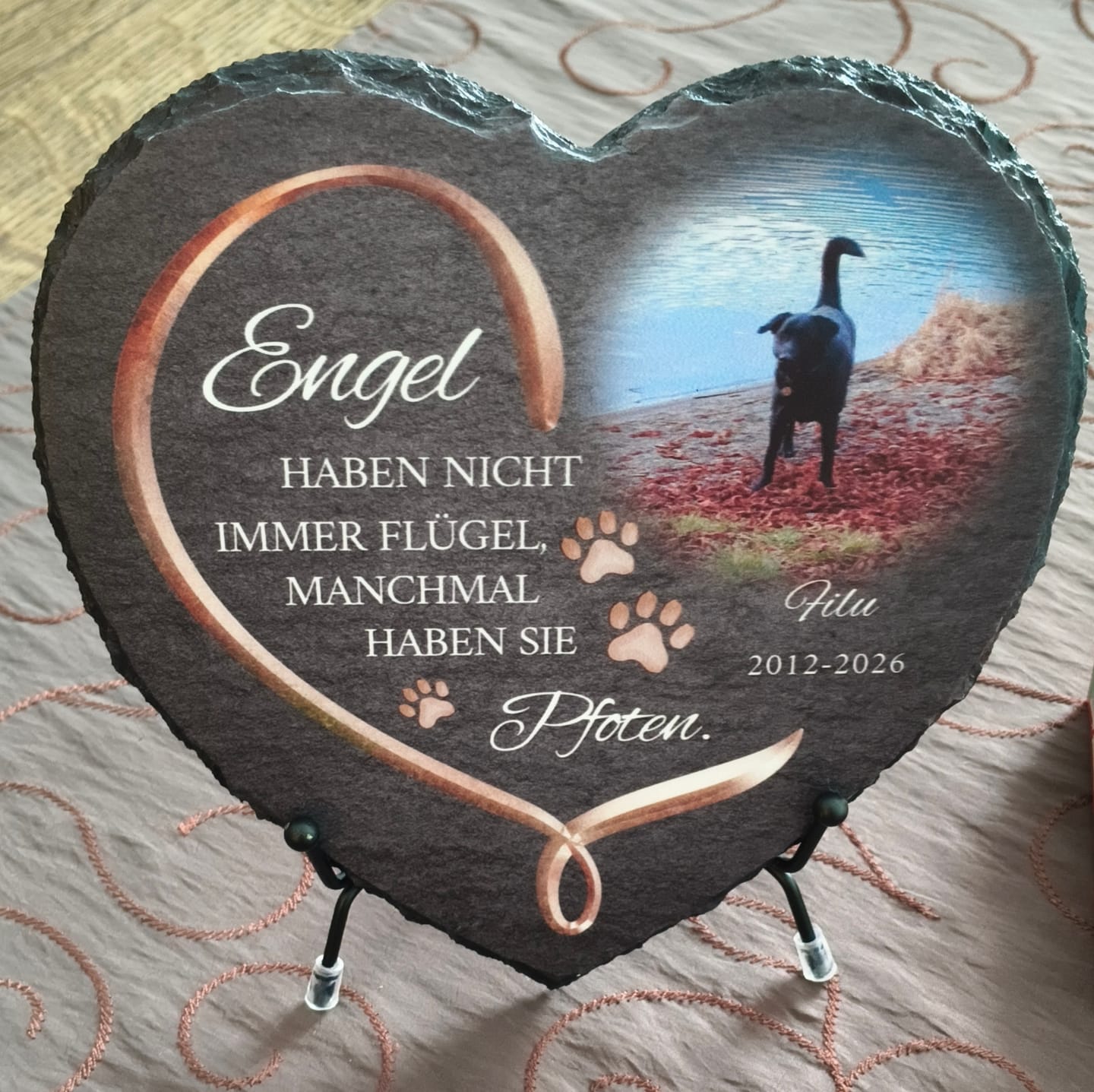 Customer photo review of Personalisiertes Schieferherz - Engel haben Pfoten
