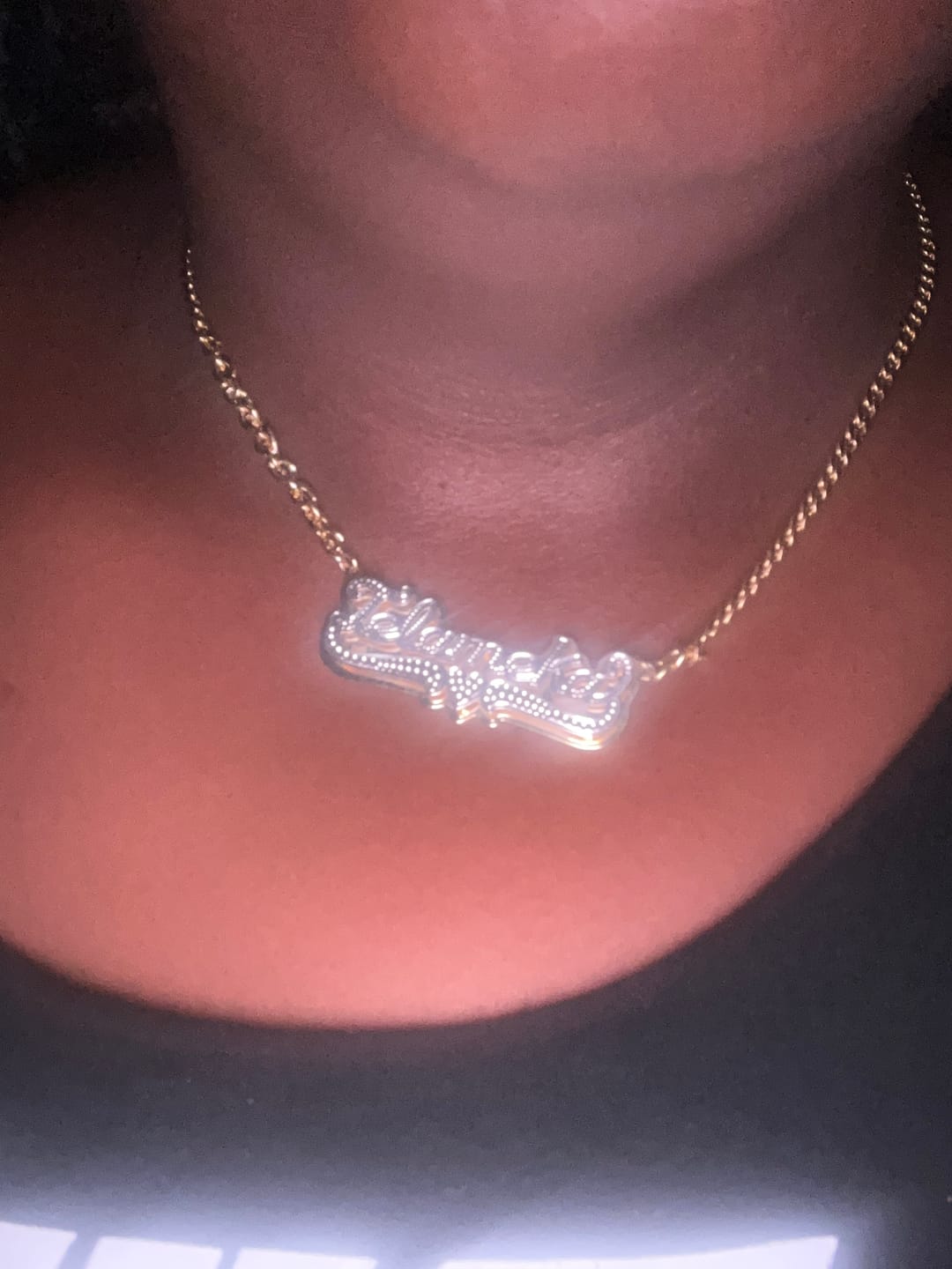 Customer photo review of Personalized Double Plated Name Necklace "Amber"