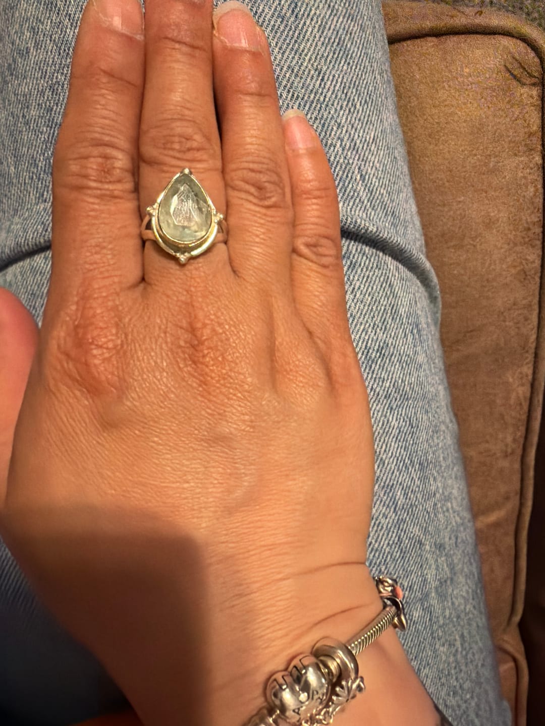 Customer photo review of Teardrop Aquamarine Ring Sterling Silver