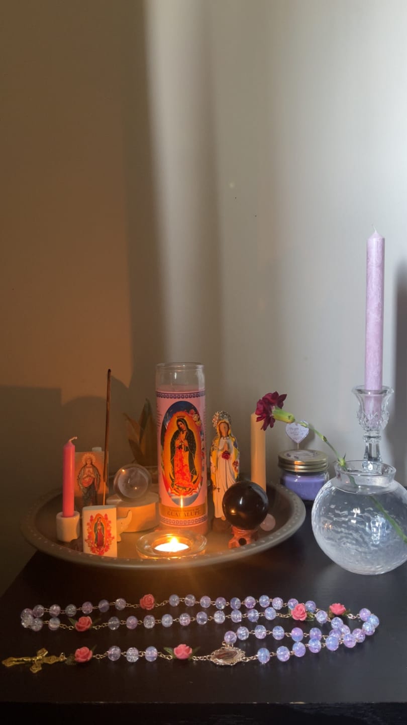 Customer photo review of FREE Today: Virgin Mary with Rose-Accented Rosary: Timeless Faith & Floral Faith Symbol