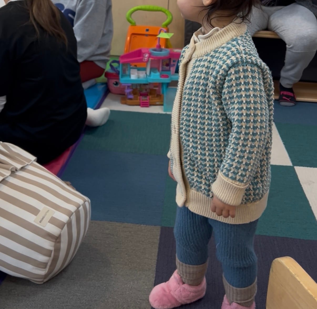 Customer photo review of From One To Another Blue Striped Knitted Cardigan