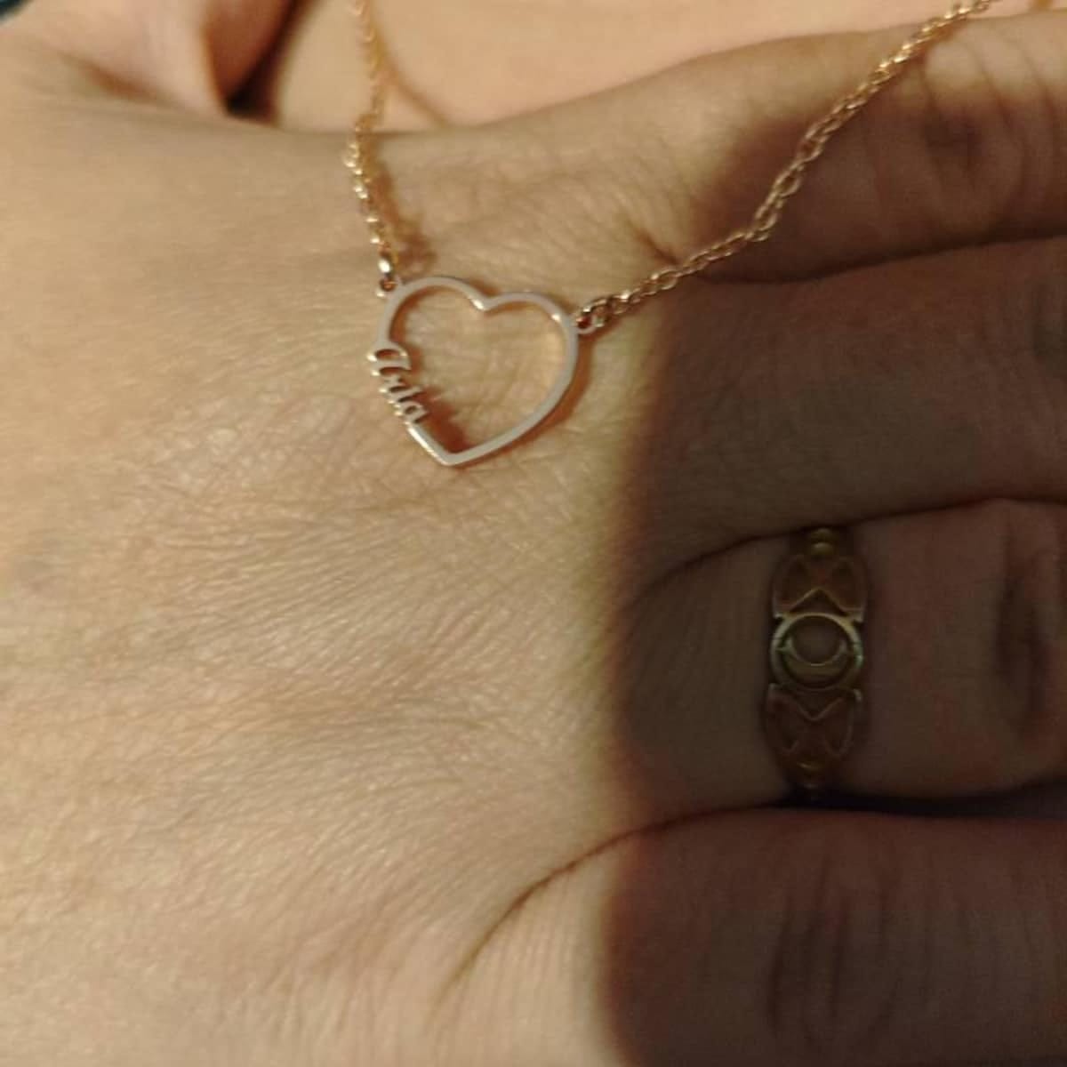 Customer photo review of Personalized Heart & Name Necklace