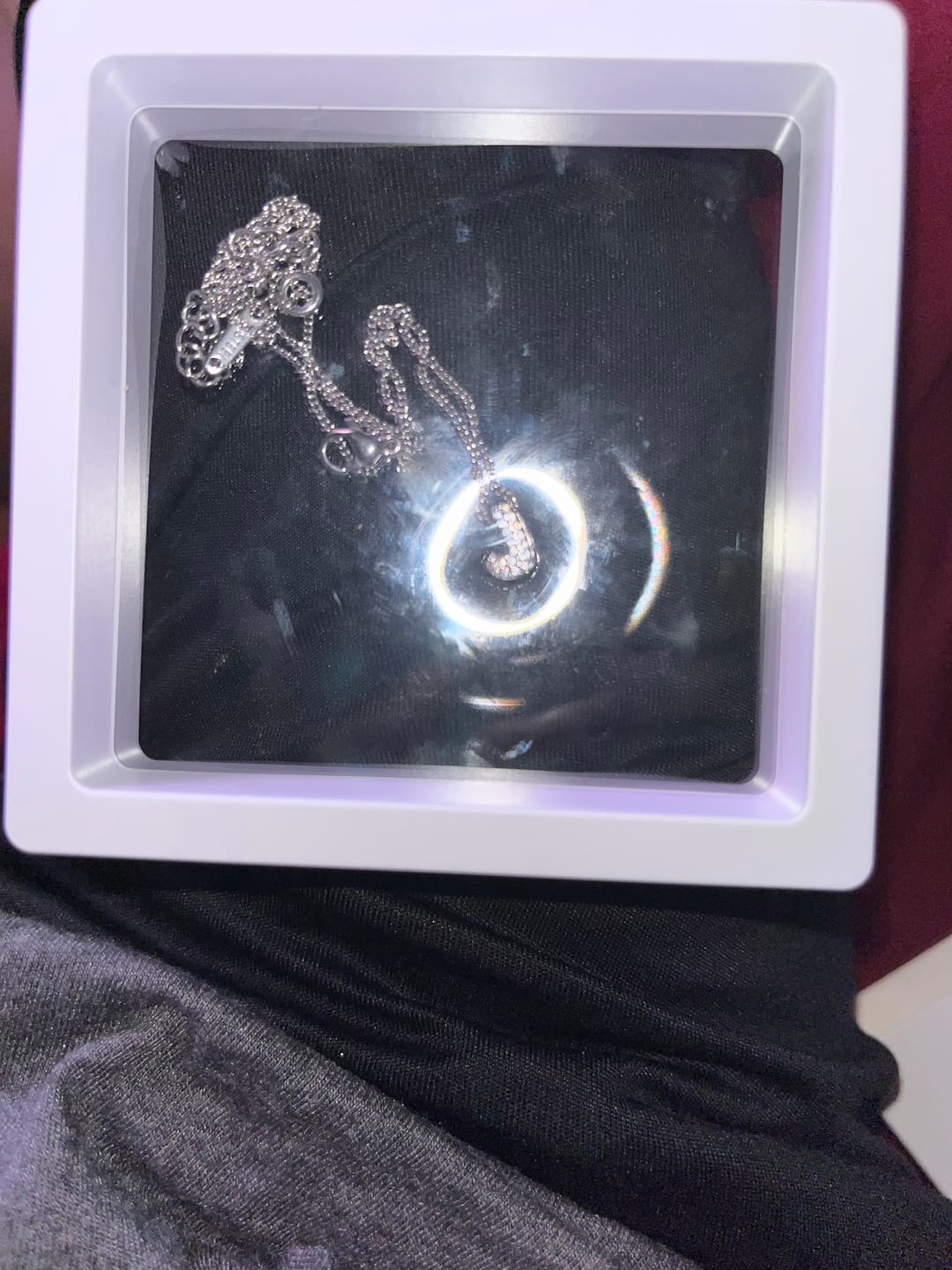 Customer photo review of Iced Bubble Initial Necklace w/ Cuban Chain