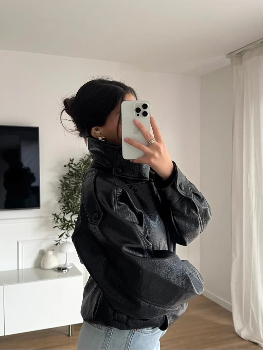 Customer photo review of Bianca Asymmetric Button Pocket Jacket