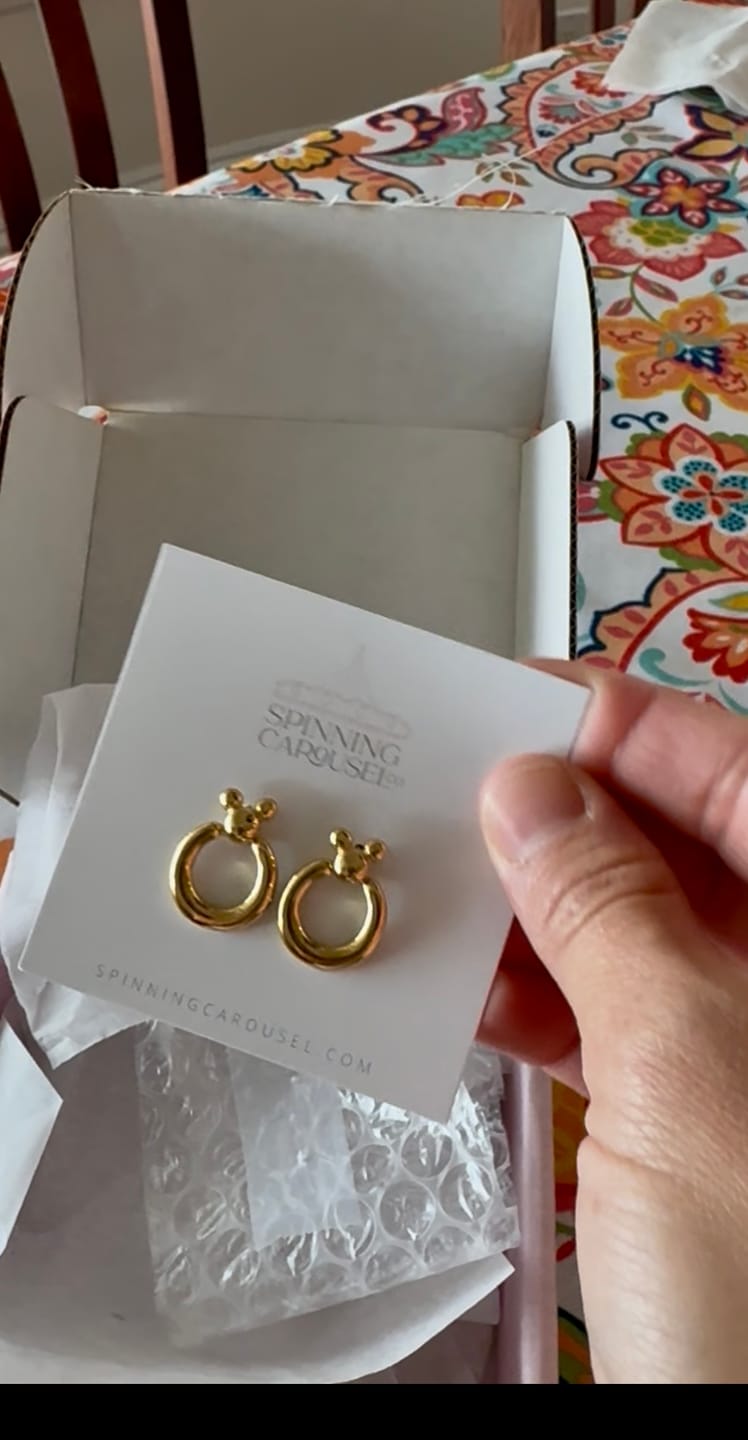 Customer photo review of Mini Leader of the Club Earrings