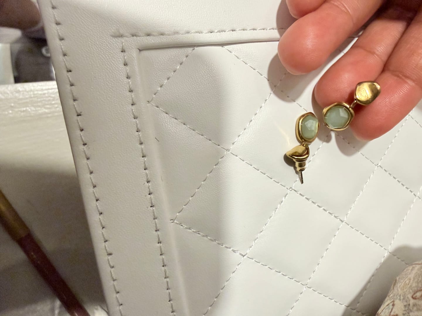 Customer photo review of Gold Aquamarine Drop Earrings