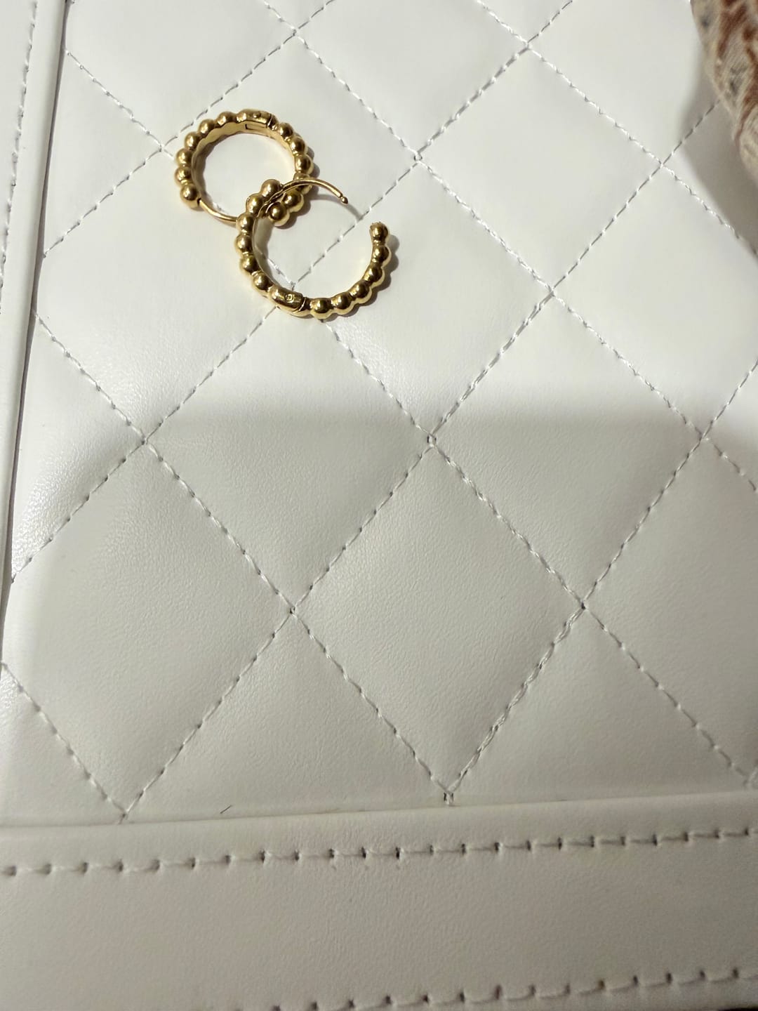 Customer photo review of Soraya Gold Bead Hoop Earrings