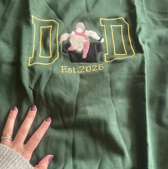 Customer photo review of Custom Photo Embroidered Sweatshirt for DAD