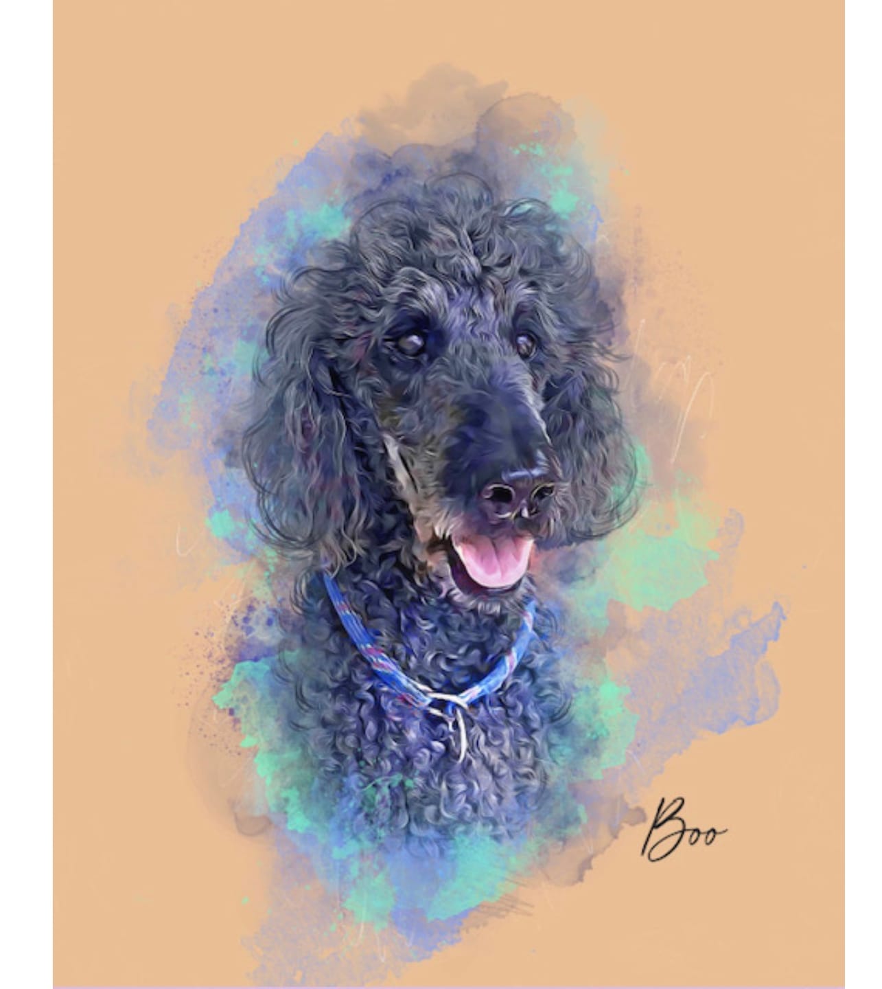 Customer photo review of Watercolor Pet Portrait Wall Art